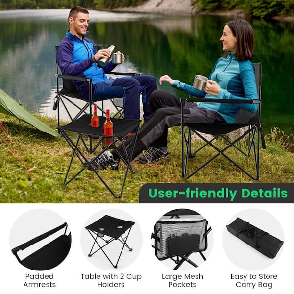 ANGELES HOME Outdoor Folding Camping Chairs and Table Set