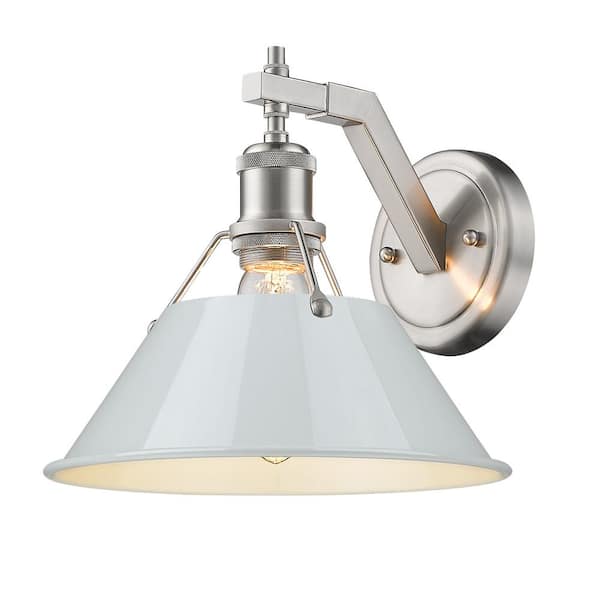 Golden Lighting Orwell 10 in. 1-Light Pewter and Dusky Blue Wall Sconce