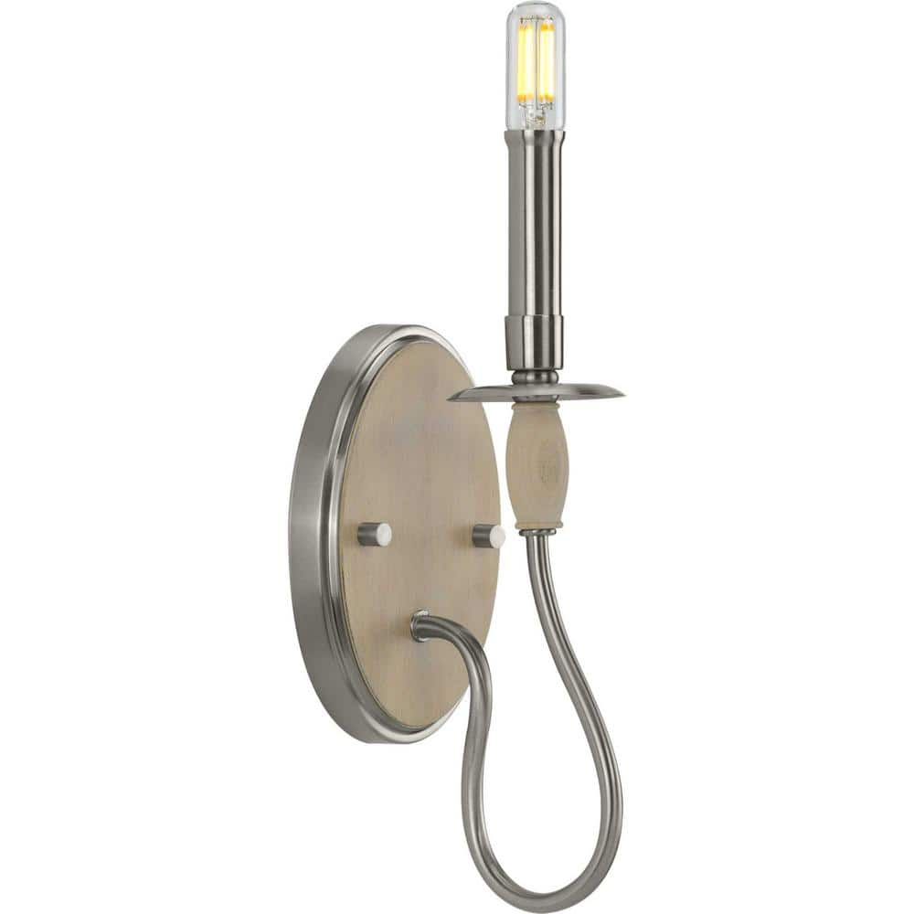 Progress Lighting Durrell Indoor 1-Light Brushed Nickel Wall Bracket Sconce