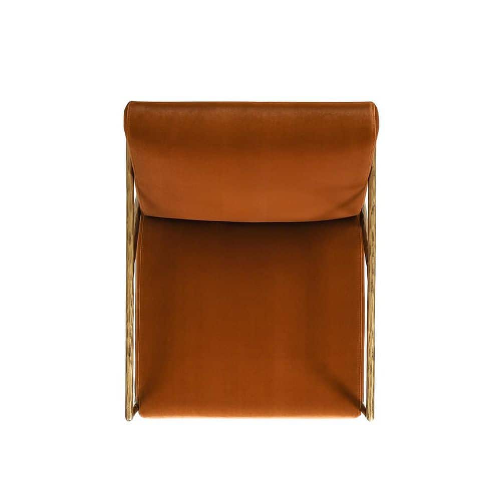 Aerin Hammered Brass and Burnt Orange Velvet Accent Chair