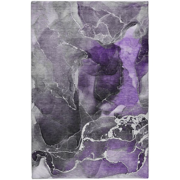 Dream Shag Premium Machine Washable Abstract ADS503 Purple 10 ft. x 14 ft. Area Rug