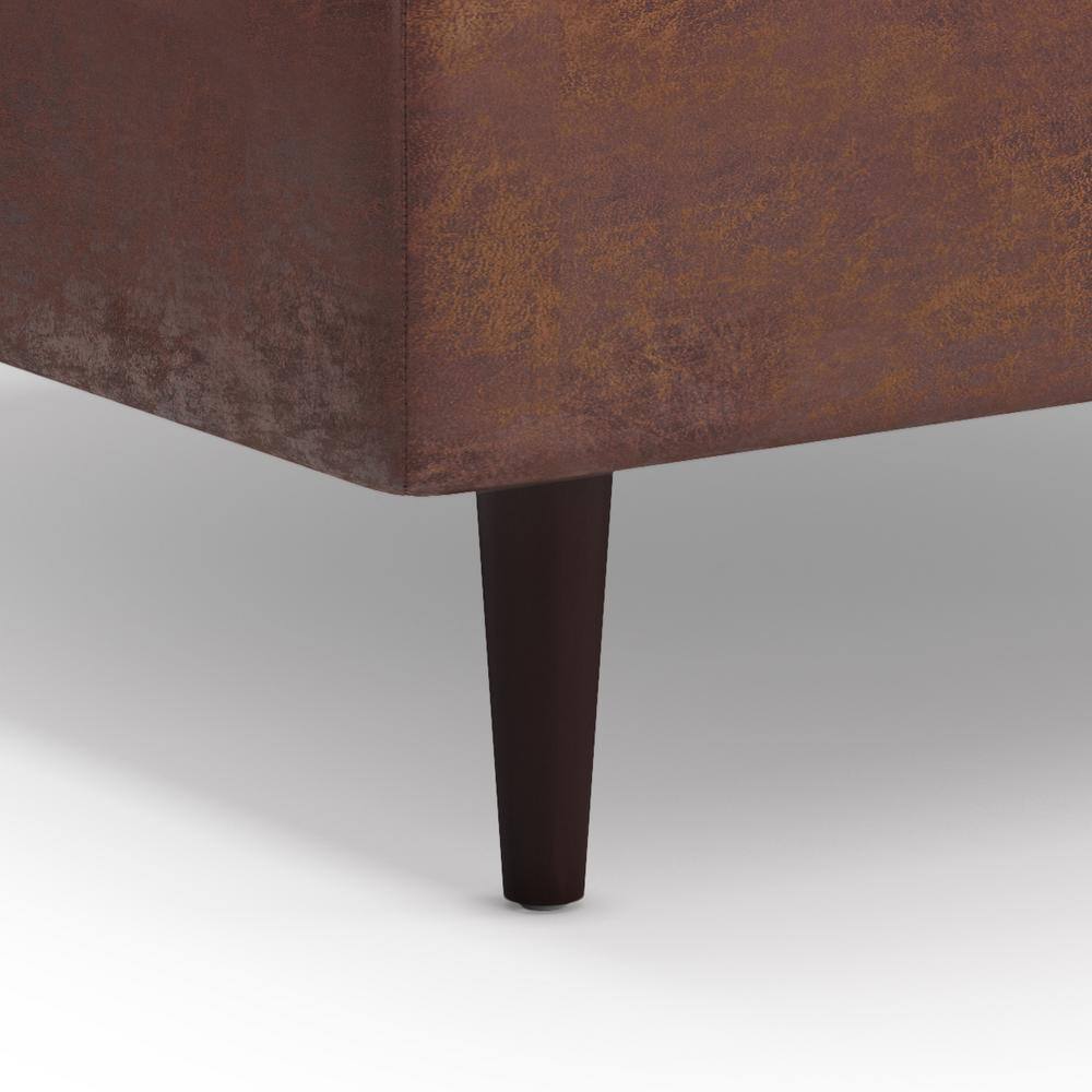 Shay 38" Distressed Saddle Brown Tufted Square Storage Ottoman