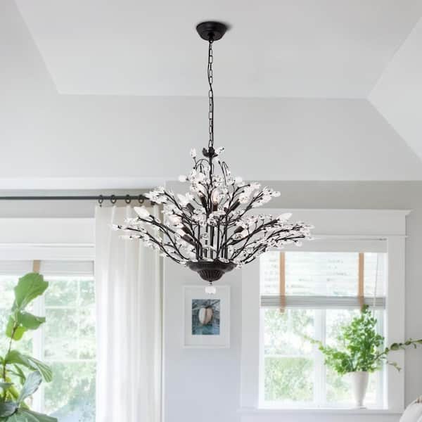 Maxax Chicago 12-Light Black Metal Branch Chandelier with