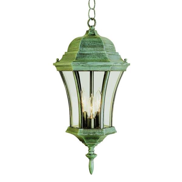 Bel Air Lighting Cabernet Collection 3-Light Hanging Outdoor Swedish Iron Lantern with Clear Curved Shade