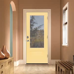 36 in. x 80 in. Left-Hand 3/4 Lite Clear Glass Marigold Painted Fiberglass Prehung Front Door with Brickmould