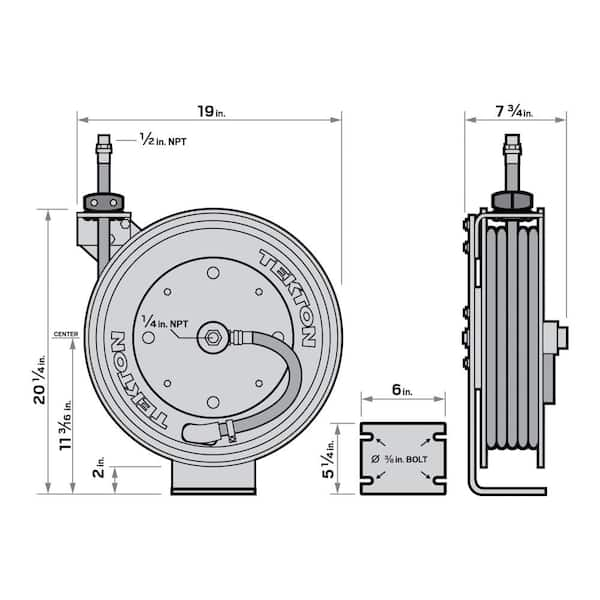 cyclone pneumatic 50 ft. x 3/8 in. retractable air hose reel