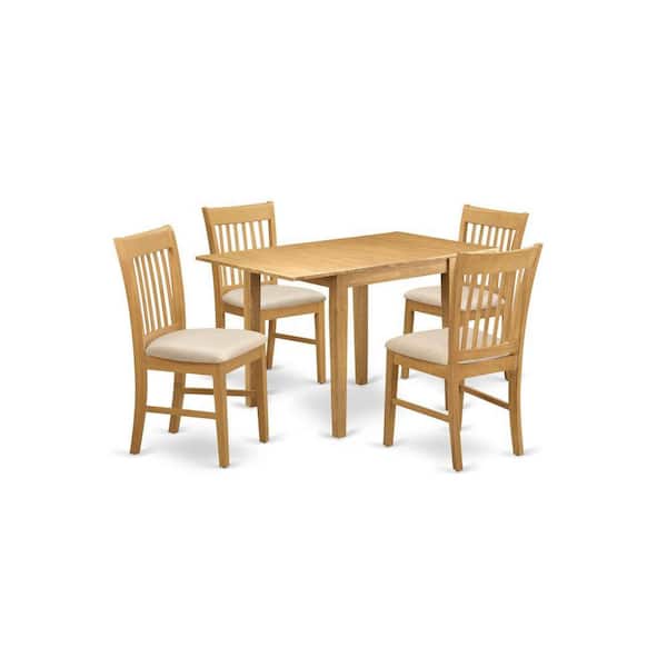 East West Furniture 5-Piece Natural Oak Finish Solid Wood Top - Dining Room Set - Seats 4