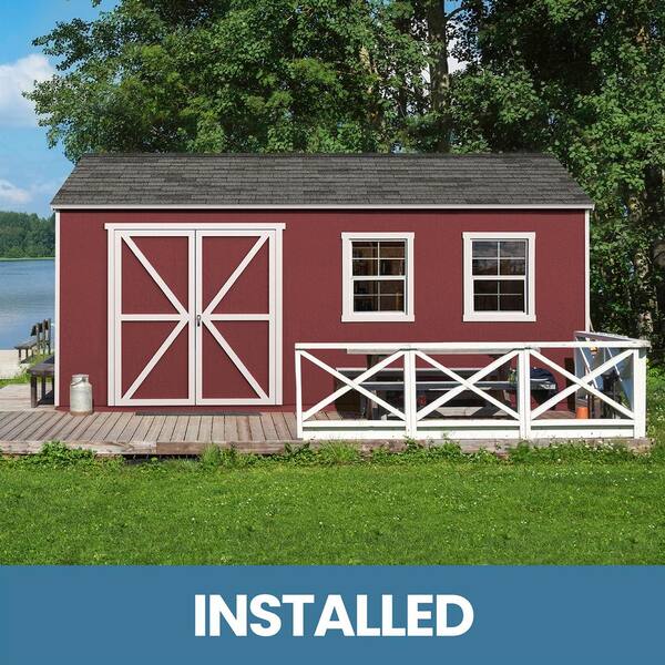 Handy Home Products Professionally Installed Rookwood 10 ft. x 16 ft. Backyard Wood Shed with Smartside- Onyx Black Shingles (160 sq. ft.)