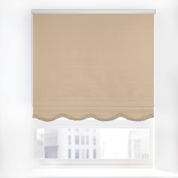 Chicology Fringe Sand Textured Cordless Blackout Privacy Vinyl Roller Shade 17.5 in. W x 64 in. L