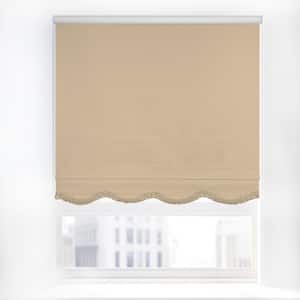 Fringe Sand Textured Cordless Blackout Privacy Vinyl Roller Shade 23.25 in. W x 64 in. L