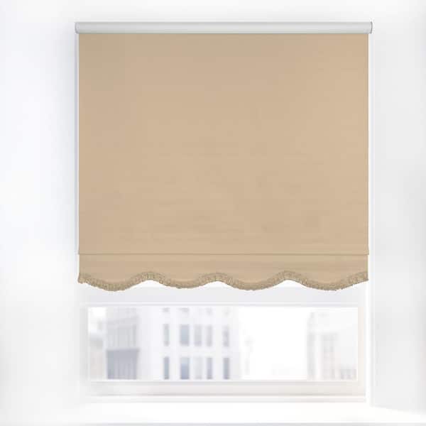Chicology Fringe Sand Textured Cordless Blackout Privacy Vinyl Roller Shade 37.25 in. W x 64 in. L