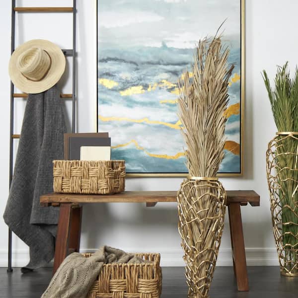 Litton Lane 43 in. Tall Palm Leaves Natural Foliage (1 Bundle)