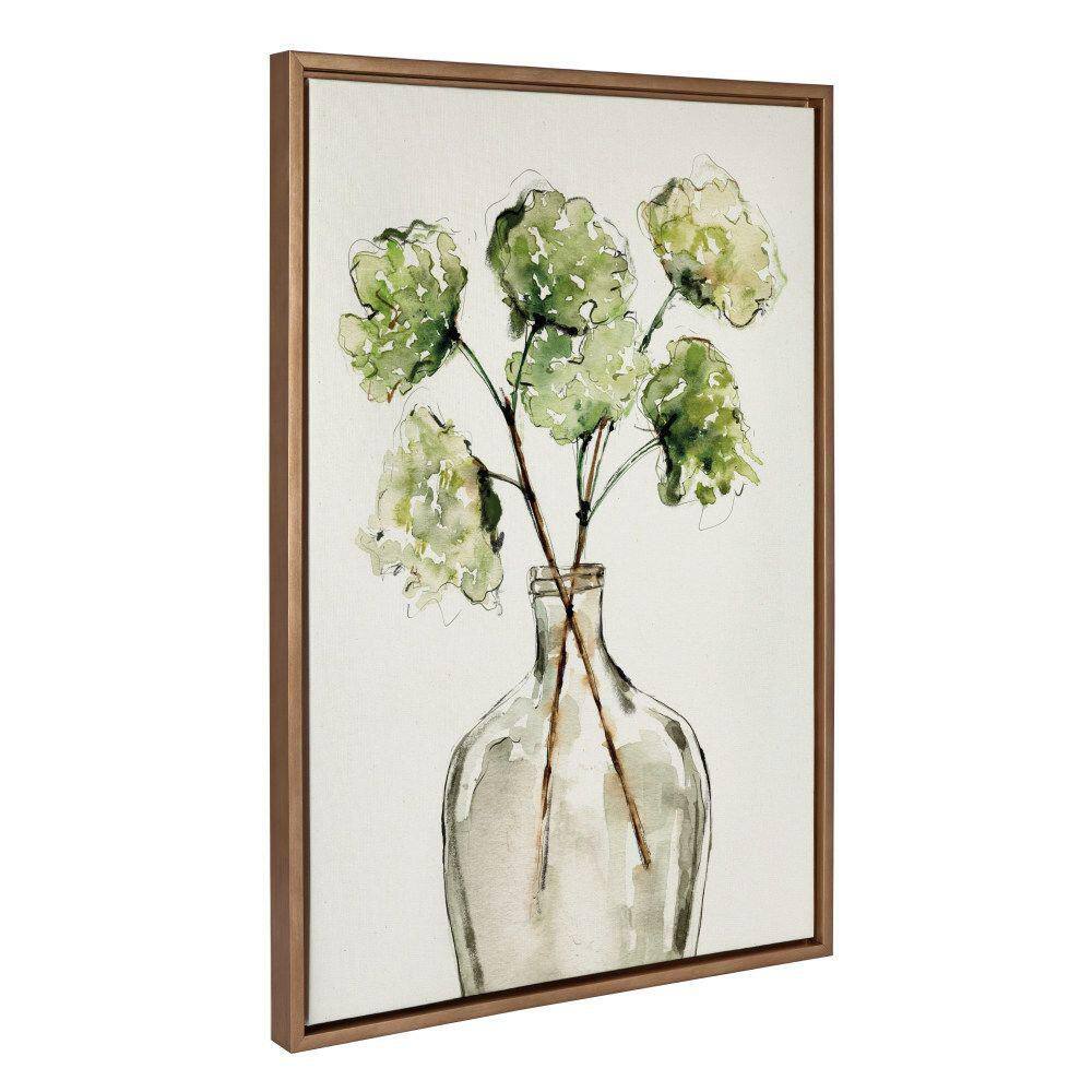 Gold Framed Botanical Greenery Vase Canvas Wall Art, 23" x 33"