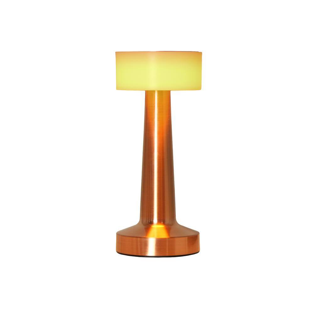 Copper 8.5" Cordless Touch Sensor Saucer Desk Lamp