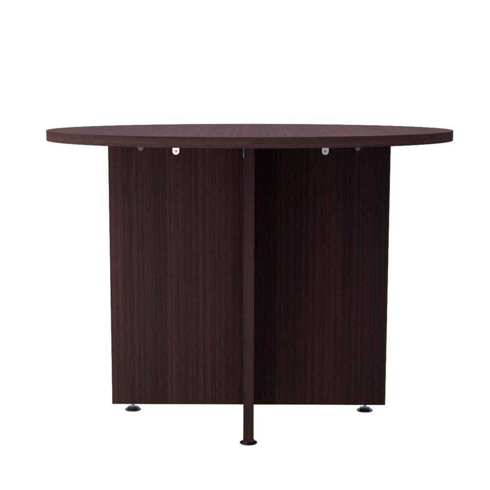 Espresso Round Engineered Wood Conference Table with Dark Finish