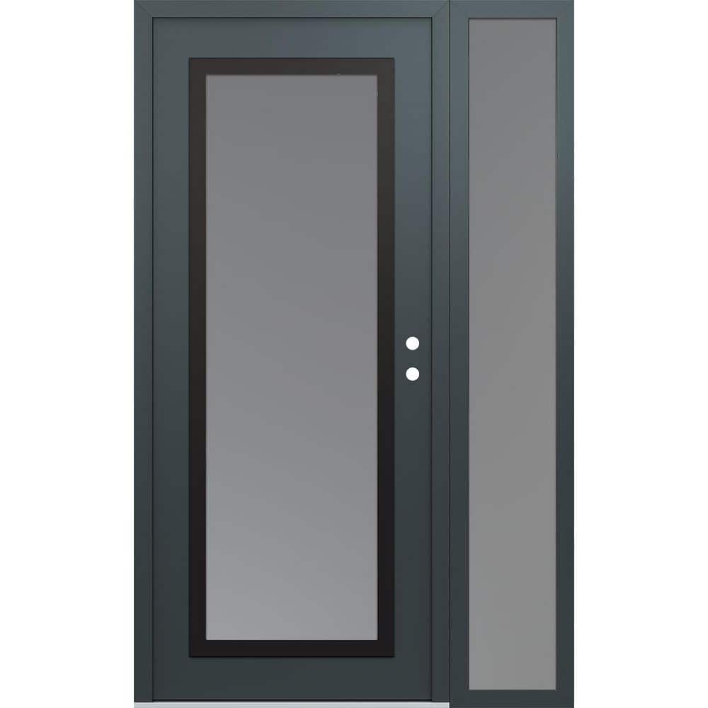 C1 52 in. x 80 in. Black P Left-Hand/Inswing Frosted Glass Anth/Anth Sidelite Steel Prehung Front Door price history on PriceWatchPro