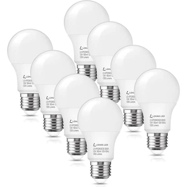 YANSUN 75-Watt Equivalence 12-Watt A19 E26 Base LED Light Bulb in 5000K Daylight White(8-Pack)