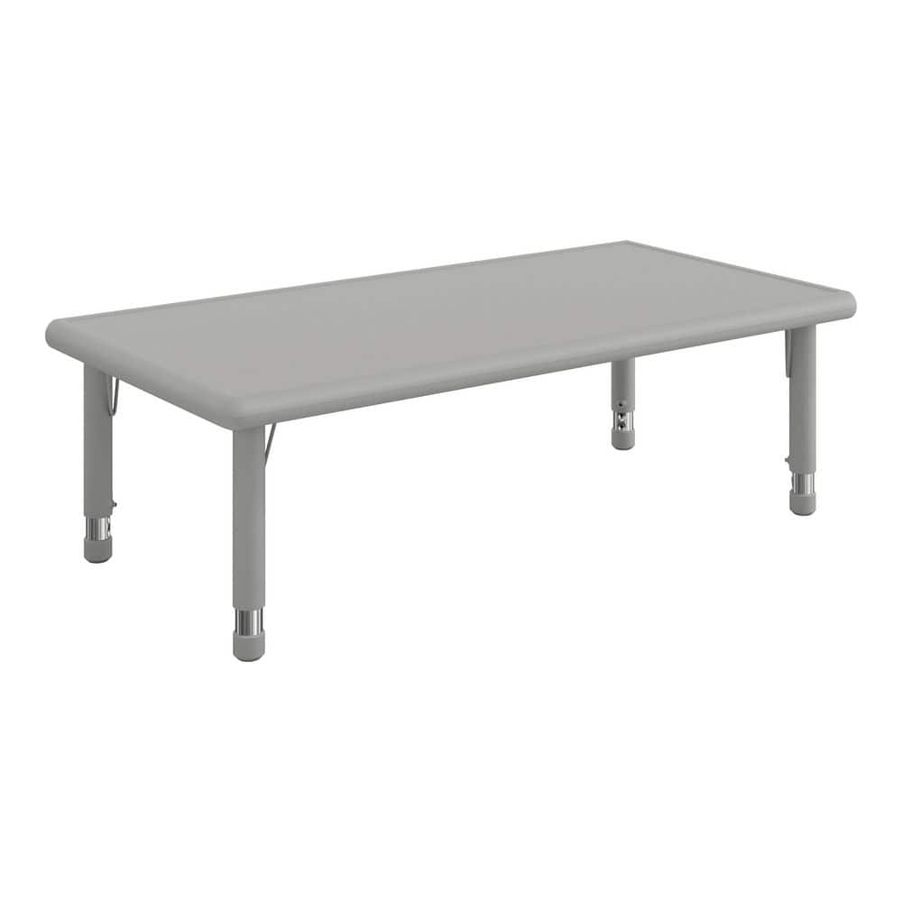 Wren Adjustable Soft Gray Rectangle Kids Activity Table with Plastic Top for 6