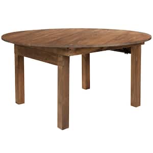 Antique Rustic Wood 4-Leg Dining Table Seats 8