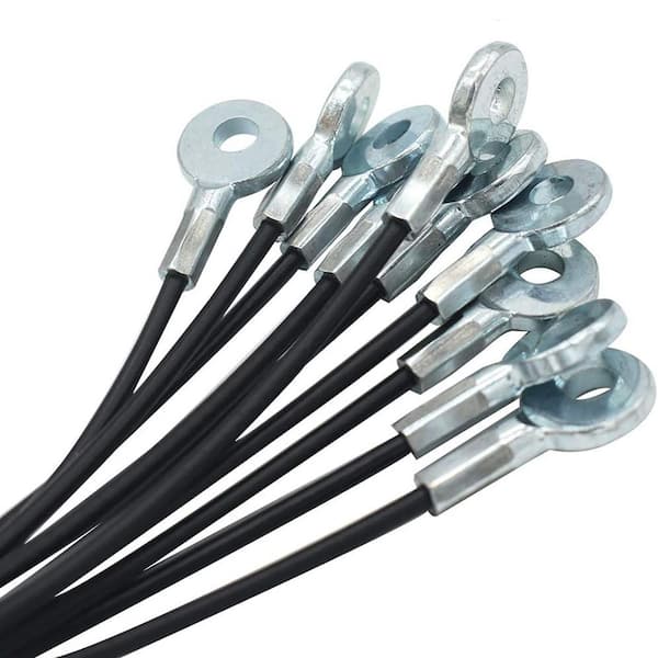 Unbranded Galvanized Steel Wire Cable 10 in. 3mm Thickness Eyelets Lanyard Safety Tether Black Vinyl Coated 10 Pack
