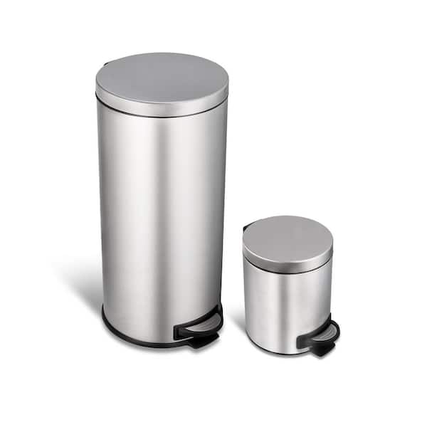 HDX 8 Gal. and 1.3 Gal. Step-On Trash Can Combo with Removable Bucket