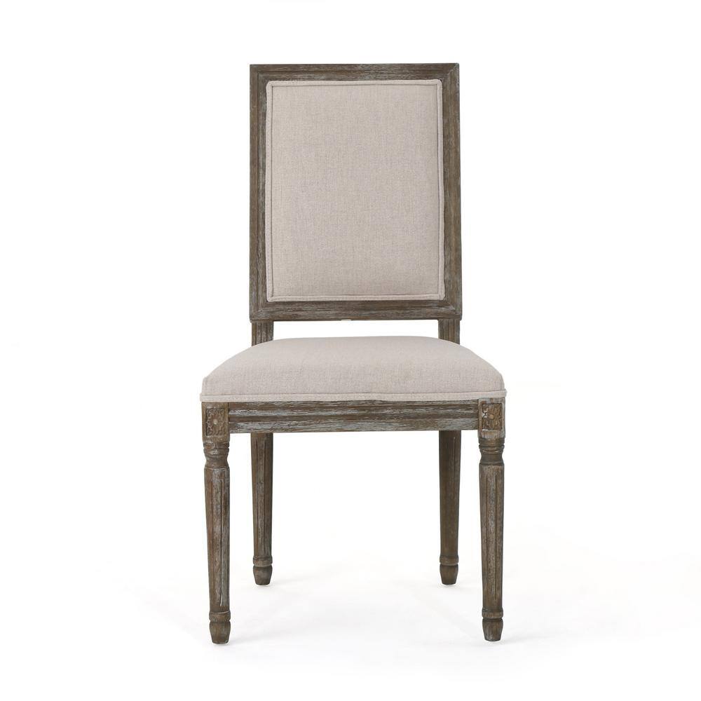 Ledger Distressed Wheat Upholstered Wood Side Chairs, Set of 2