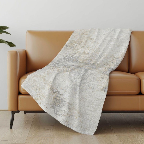 Premium Machine Washable ASB70 Ivory 50 in. x 70 in. Sherpa Throw Blanket