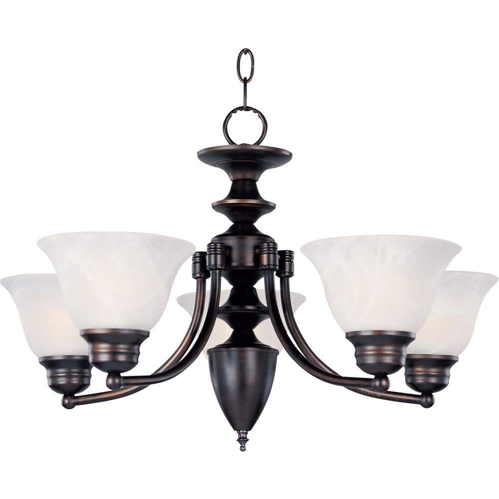 Malaga 5-Light Oil Rubbed Bronze Chandelier with Marble Glass Shades