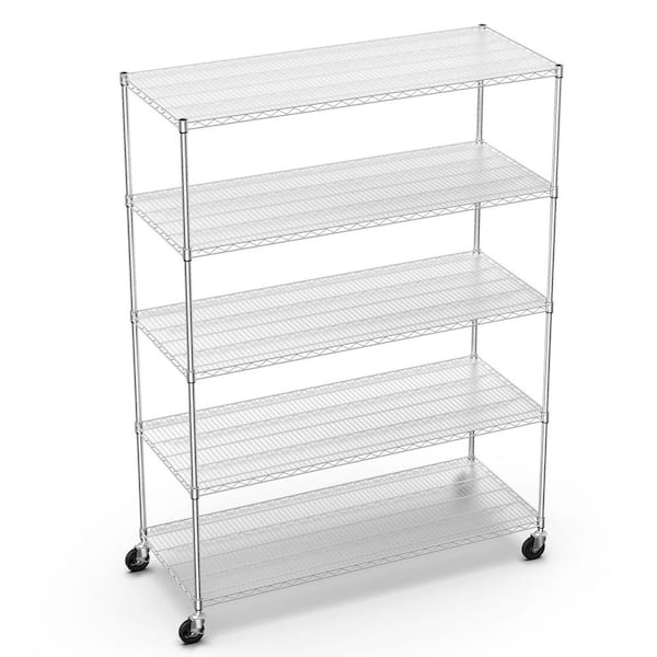 5-Tier Heavy Duty Steel Wire Shelving Unit in Chrome (24 in. W x 60 in. H x 82 in. D)