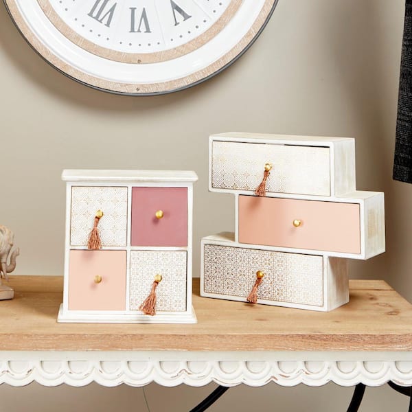 Litton Lane Light Brown Wood Eclectic Jewelry Box