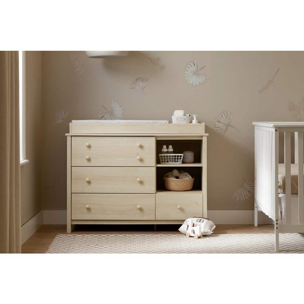 Bleached Oak Nursery Changing Table Dresser with Drawers