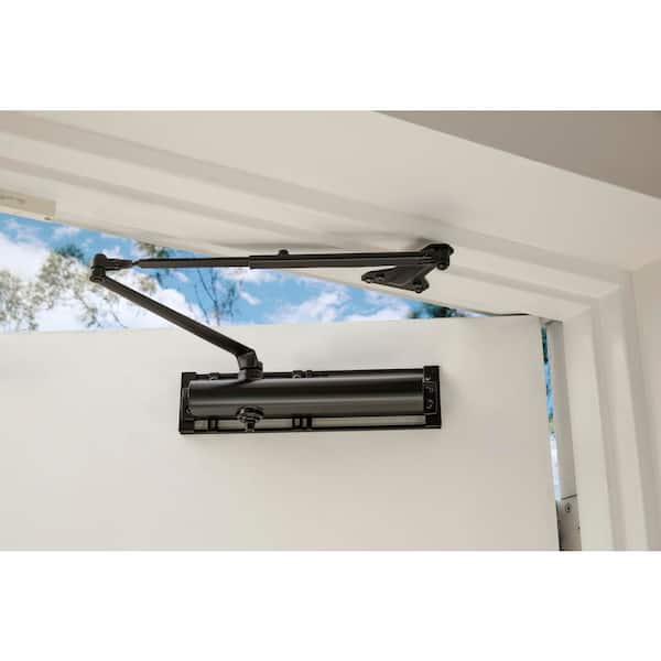Universal Hardware Heavy-Duty All-in-1 Matte Black Commercial Door Closer with Flex Plate