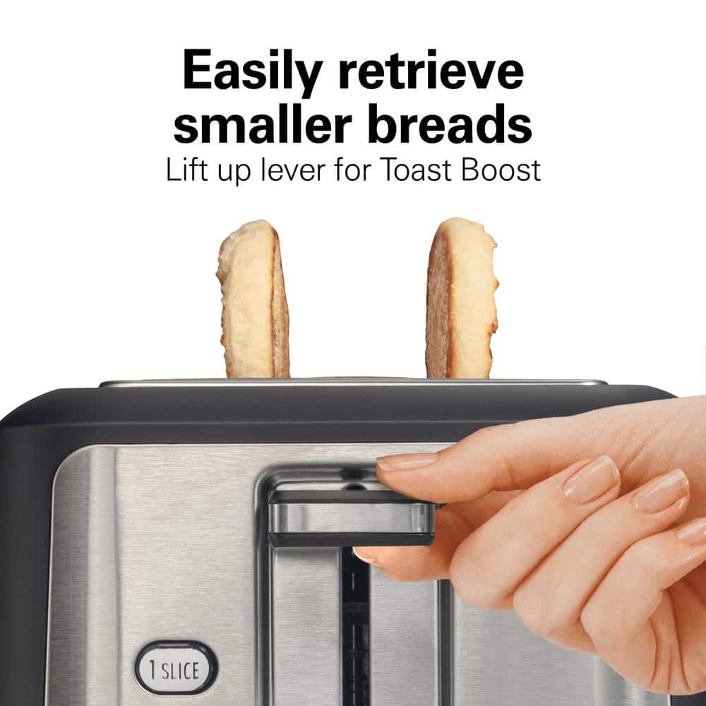 Matte Black and Stainless Steel 2-Slice Long Slot Toaster