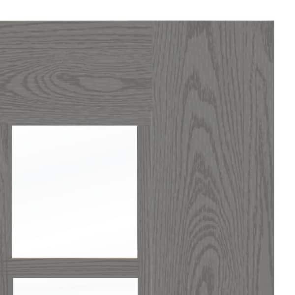 DIY RTA KIT 36in.x80in. Craftsman 6-Lite Clear Glass Left-Hand Malibu Grey Stain Fiberglass Ready To Assemble Front Door