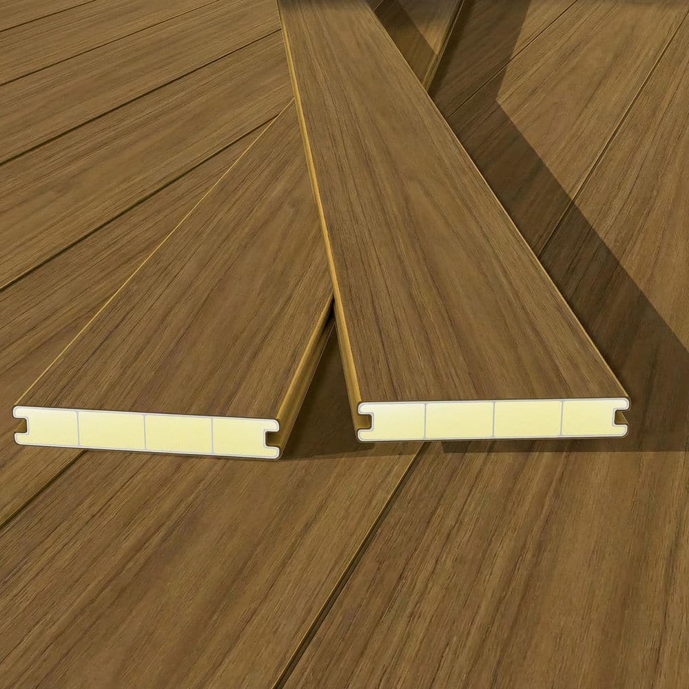 Outdoor Lightweight 1 in. x 5.5 in. x 8 ft. Golden Brown Composite Decking Board w/ Aluminum Core and Foam Fill (3-Pack) price history on PriceWatchPro