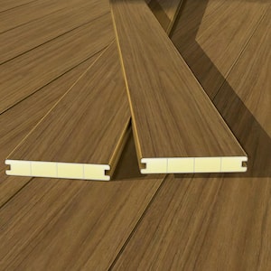 Outdoor Lightweight 1 in. x 5.5 in. x 8 ft. Golden Brown Composite Decking Board w/ Aluminum Core and Foam Fill (3-Pack)