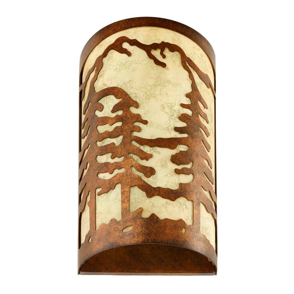 UPC 718212171905 product image for Rustic Pine1-Light Rustic Bronze Wall Sconce with Sunset Glass | upcitemdb.com