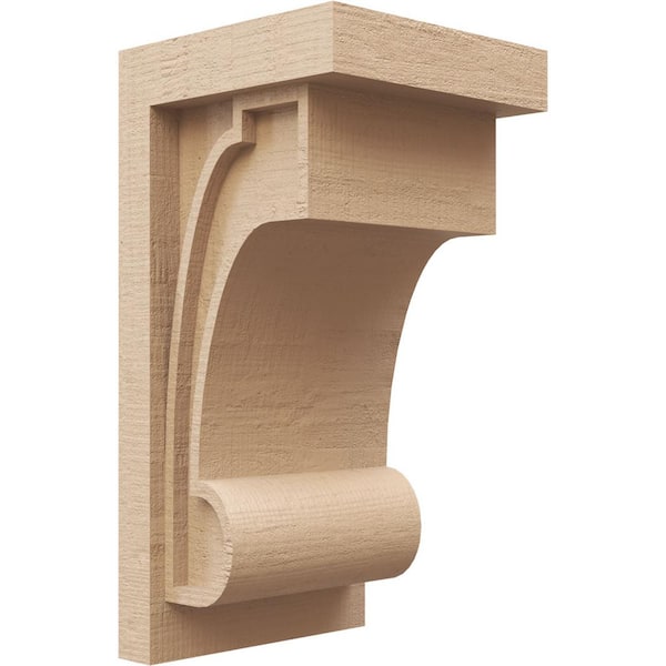 Ekena Millwork 8 in. x 16 in. x 8 in. Wide Alma Rough Cedar Woodgrain TimberThane Corbel, Primed Tan