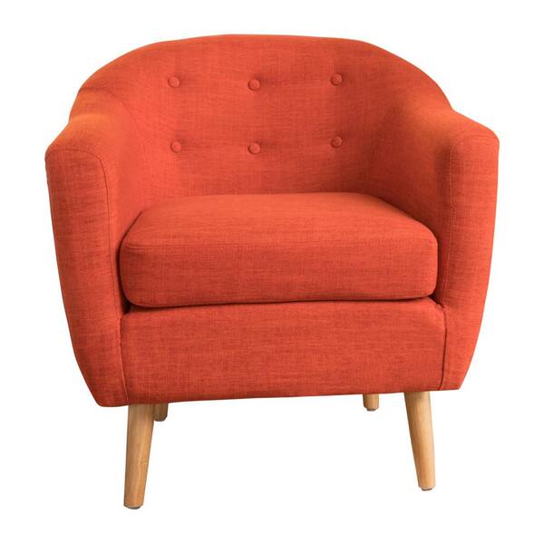 Noble House Naveen Button Back Muted Orange Fabric Club Chair