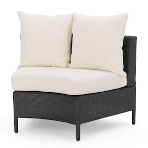 Adelina Gray 2-Piece Wicker Outdoor Loveseat with White Cushions