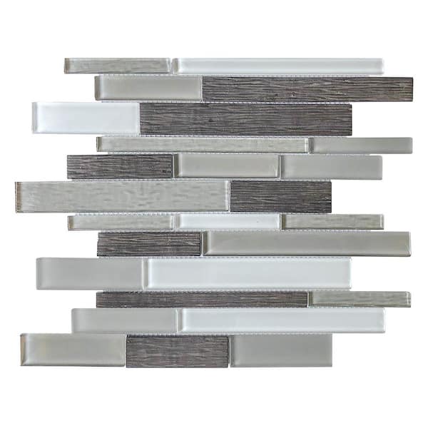 Jeffrey Court Forest Folly Gray 11.625 in. x 11.5 in. Interlocking Glass Mosaic Tile (13.92 sq. ft./Case)