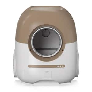 80L Automatic Self Cleaning Cat Litter Box for Multiple Cats with Mat & Liner, App Control Support 5G/Anti Pinch-Brown