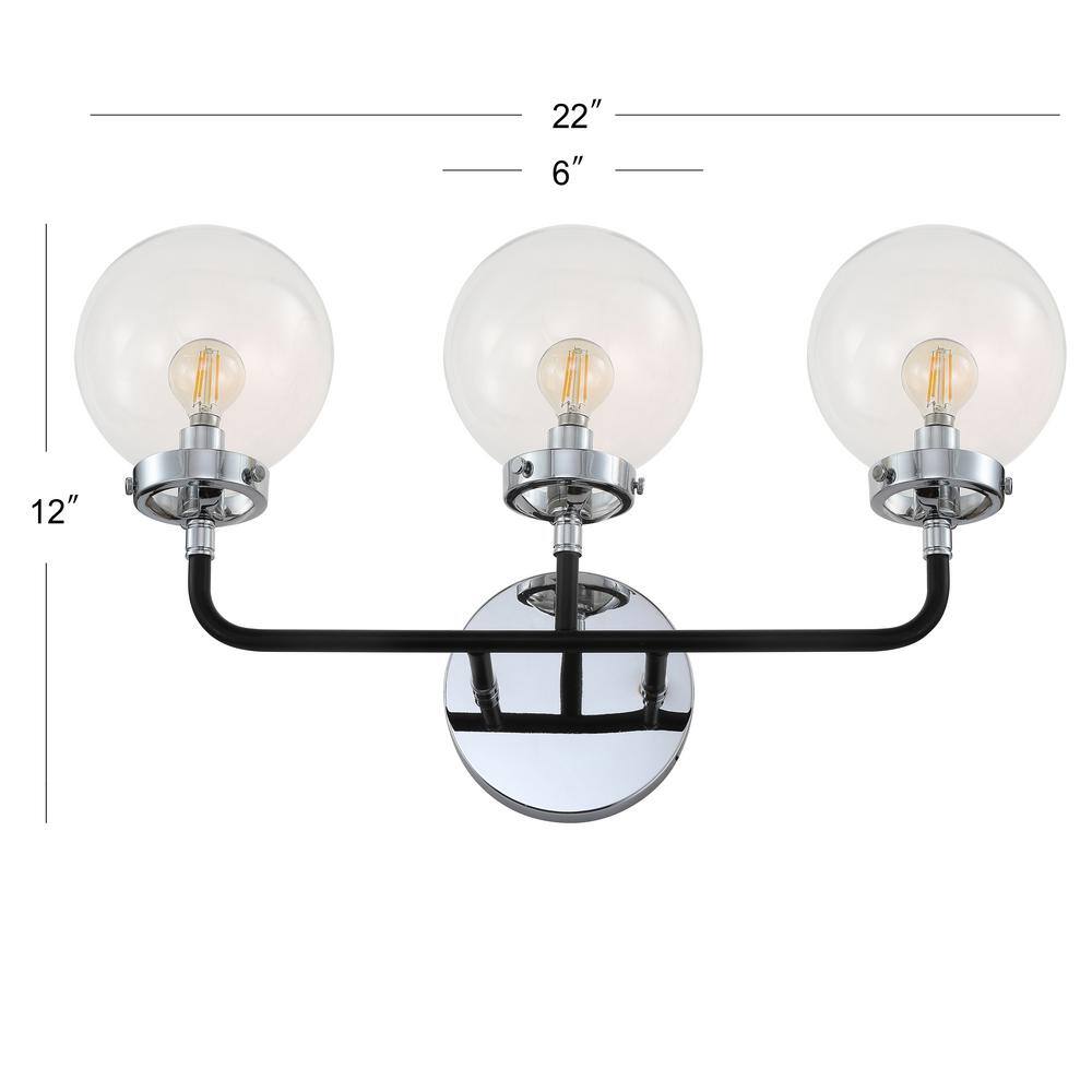 Caleb 22" Chrome and Black Globe Shade Wall Sconce