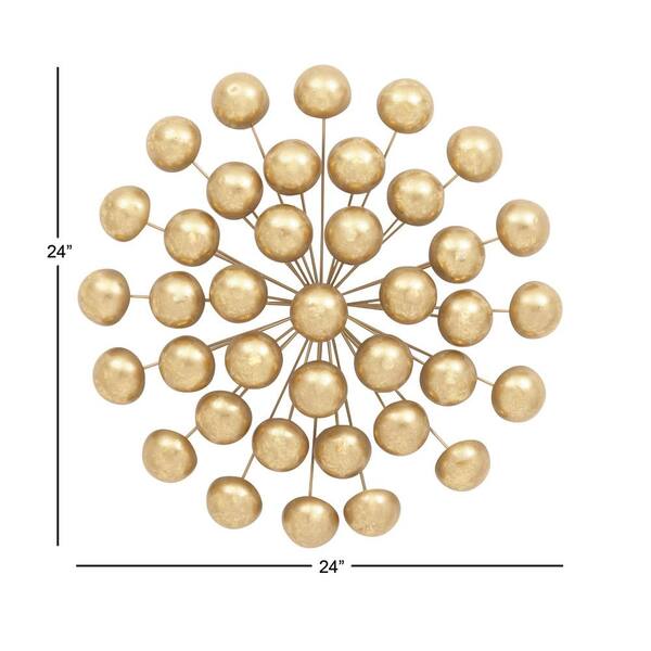 Litton Lane Modern Iron Gold Finished Ball Burst Wall Decor 48632 The Home Depot
