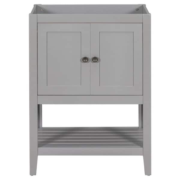 Virubi 24 in. Bath Vanity Cabinet without Top in Gray with 2-Doors and Open Shelf