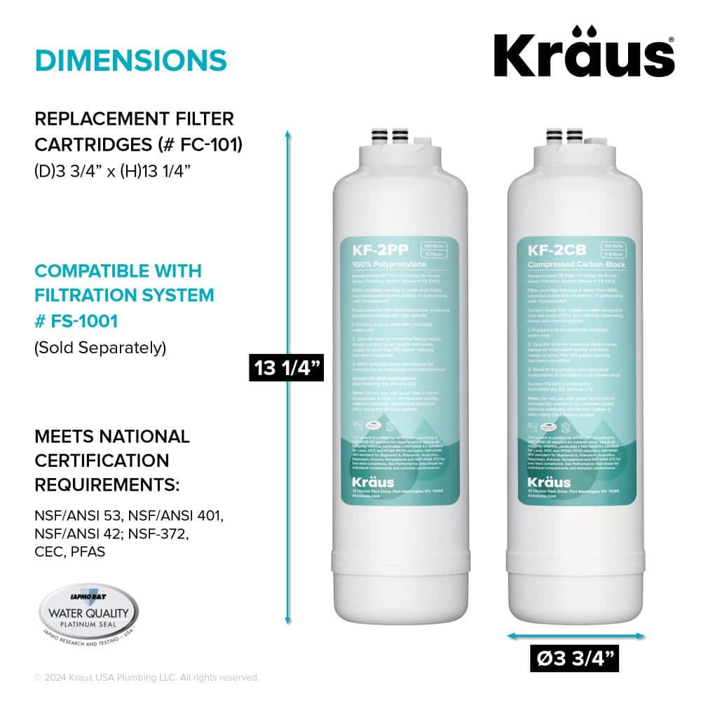 Kraus 2-Stage Under Sink Water Filter Replacement Cartridges