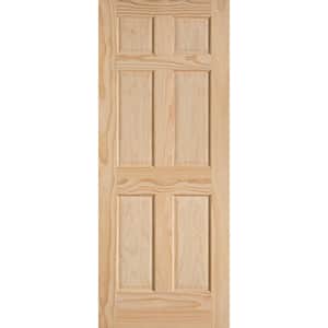 32 in. x 80 in. 6 Panel Unfinished Smooth Solid Core Pine Interior Door Slab