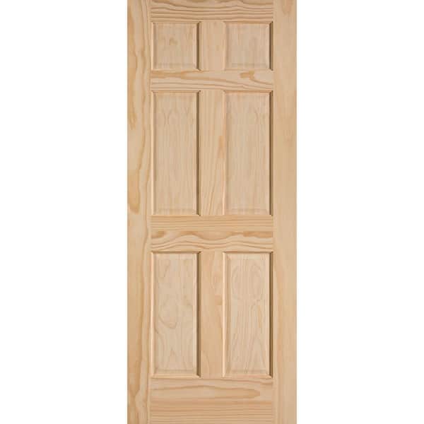 Masonite 32 in. x 80 in. 6 Panel Unfinished Smooth Solid Core Pine Interior Door Slab