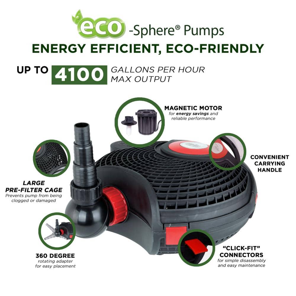 Alpine Black and Red Electric Pond Pump with 33-ft Cord