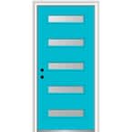 36 in. x 80 in. Davina Right-Hand Inswing 5-Lite Frosted Glass Painted Steel Prehung Front Door on 6-9/16 in. Frame